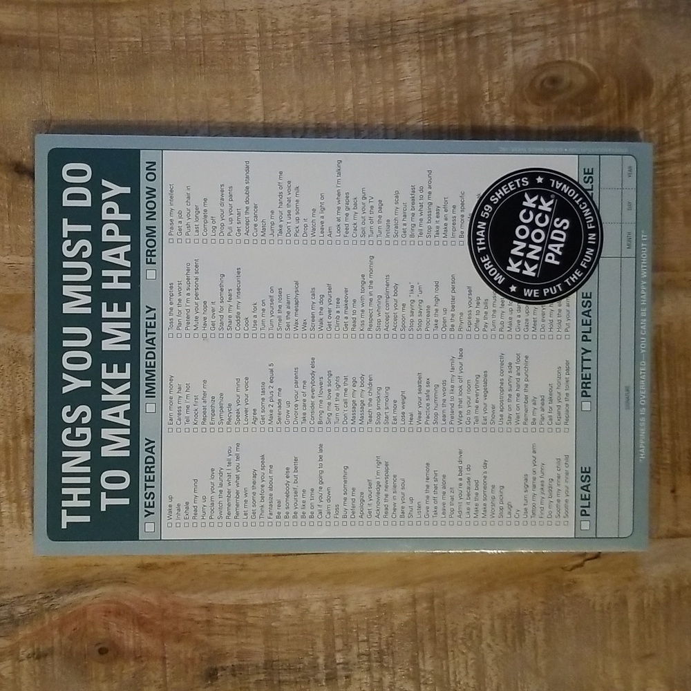 Knock Knock “Things You Must Do To Make Me Happy” Note Pad